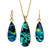 Paua Pendant and Earrings Set Gold Plated