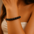 Black Lava Stone Elastic Bracelet - 8mm