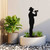 Small Soldier Bugler Garden Art – Black Steel