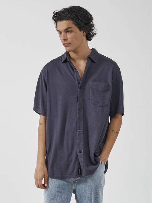 HEMP THRILLS OVERSIZED SHORT SLEEVE JERSEY SHIRT-MARINE BLUE