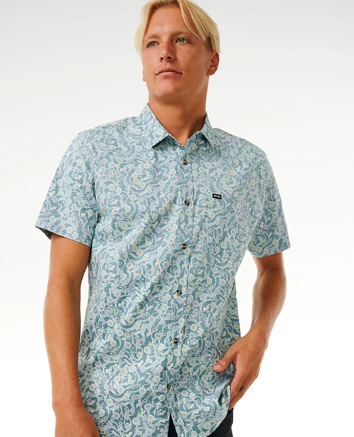 FLORAL REEF SS SHIRT BLUESTONE