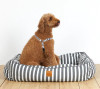 Mog & Bone Bolster Dog Bed Charcoal Hamptons Stripe Medium