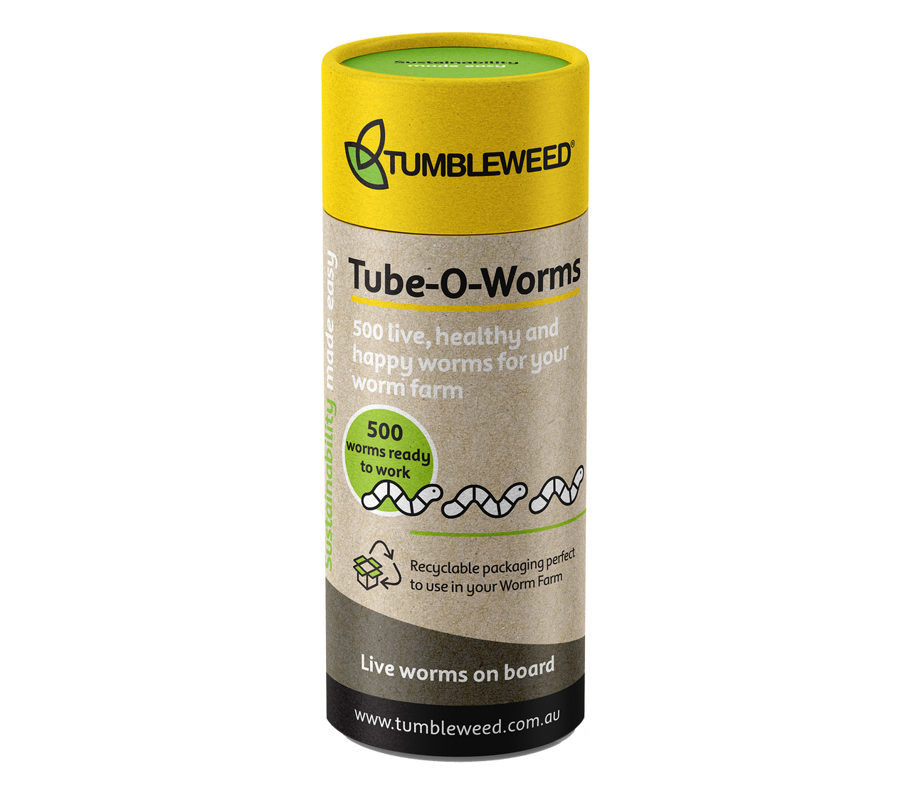 Tumbleweed Tube O Worms 500 Live Composting Worms - Mooey's Pty Ltd