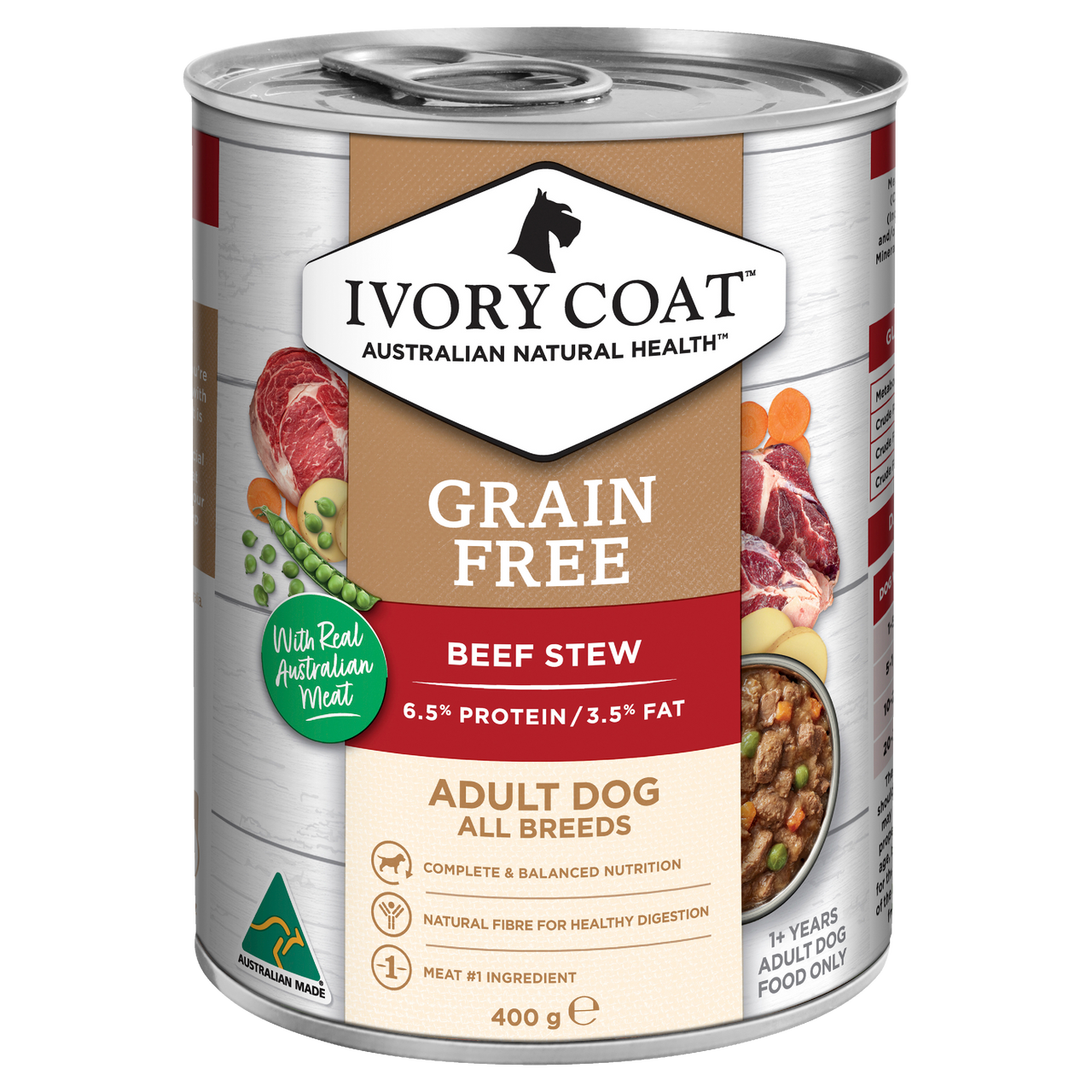 Ivory Coat Dog Can Beef Stew 400g (Individual) - Mooey's Pty Ltd