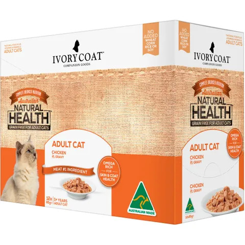 Ivory Coat Cat Wet Adult Chicken in Gravy 85g x 12 Box Mooey's - Main Image