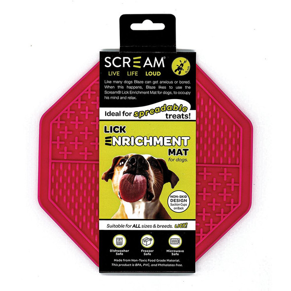 Scream Lick Enrichment Mat Suction Base Octagon Pink