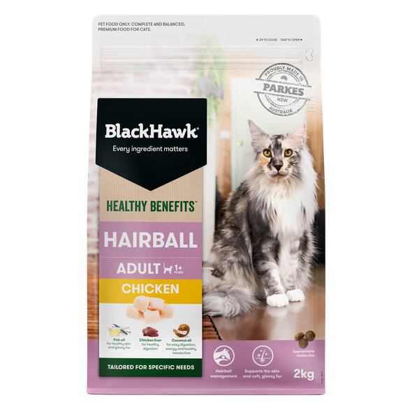 Black Hawk Cat Adult Healthy Benefits Hairball Chicken 2Kg