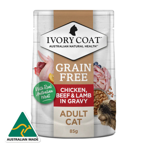 Ivory Coat Cat Wet Adult Chicken & Beef & Lamb in Gravy 85g x 12 Box