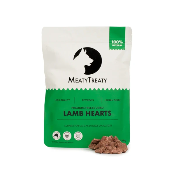 Meaty Treaty Freeze Dried Lamb Hearts Dog & Cat 100g