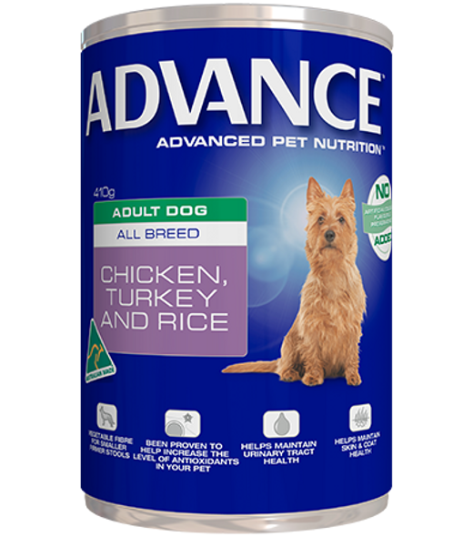 Advance Dog Can Adult Chicken, Turkey & Rice 410g