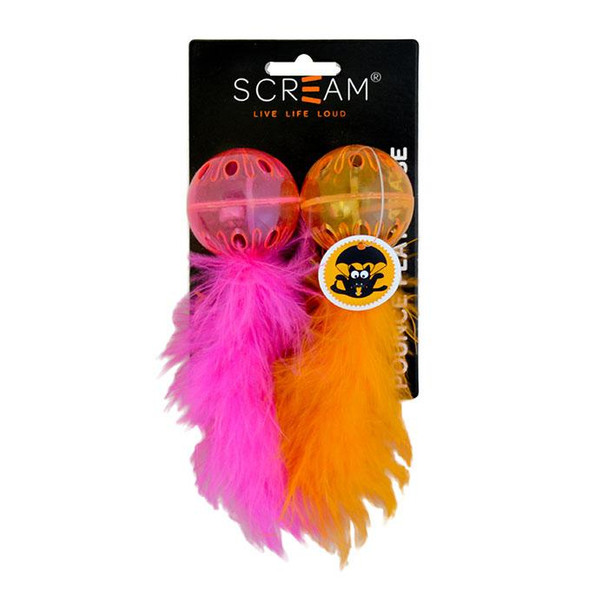 Scream - Lattice Feather Ball - Orange & Pink