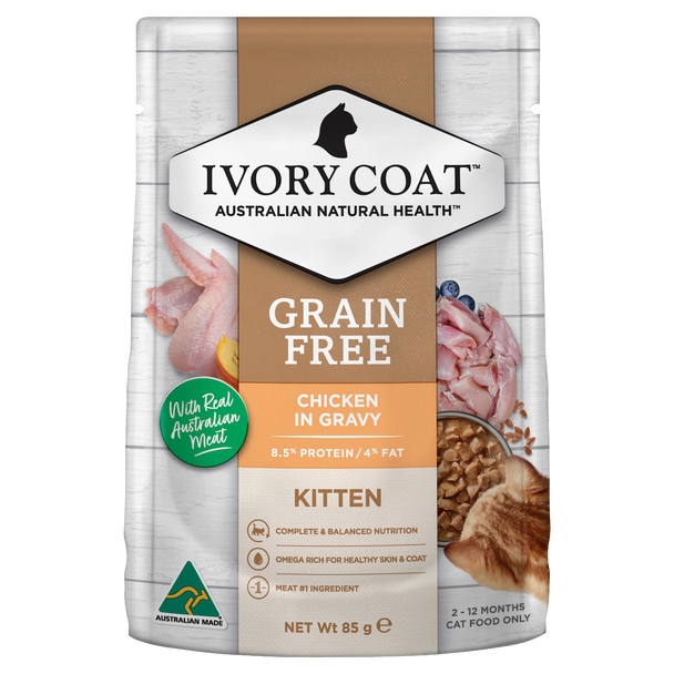 Ivory Coat Cat Wet Kitten Chicken in Gravy 85g (Individual)