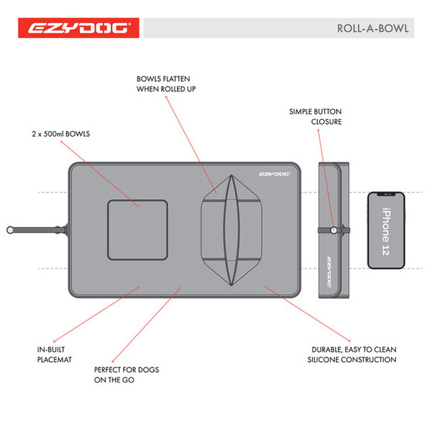 EzyDog Roll-A-Bowl Charcoal