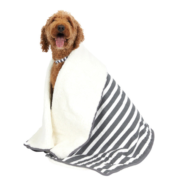 Mog & Bone Blanket Charcoal Hamptons Stripe