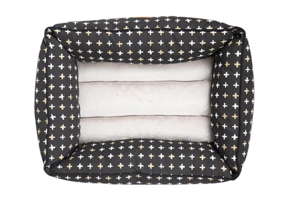 Mog & Bone Bolster Dog Bed Black Metallic Cross Small