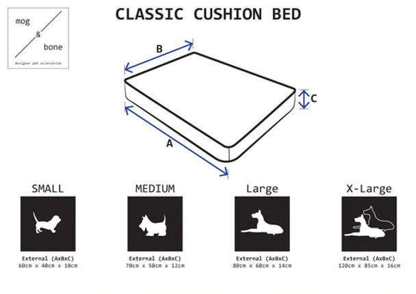 Mog & Bone Classic Cushion Bed Black Metallic Cross Large