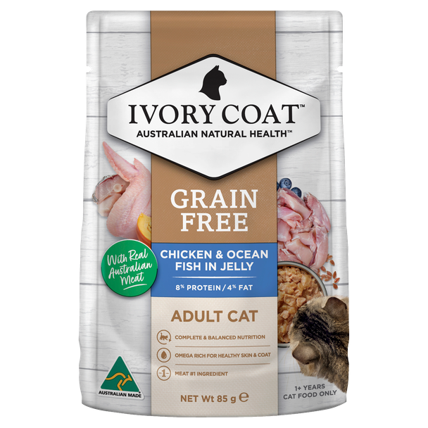 Ivory Coat Cat Wet Adult Chicken & Ocean Fish in Jelly 85g (Individual)