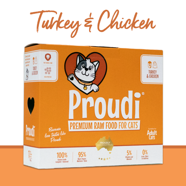 Proudi Cat Turkey & Chicken 12x90g Portions