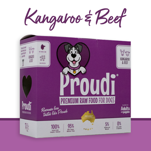 Proudi Dog Kangaroo & Beef 12x200g Portions