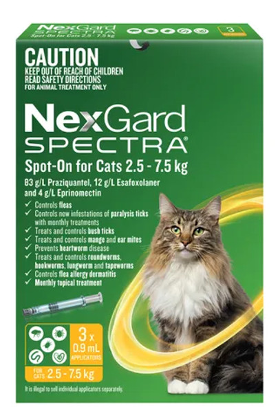 Nexgard Spectra Spot-On for Cats 2.5-7.5kg 3 PACK