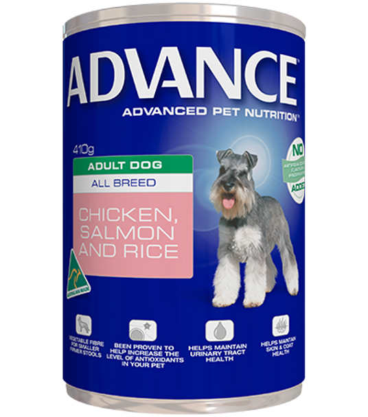 Advance Dog Can Adult Chicken, Salmon & Rice 410g