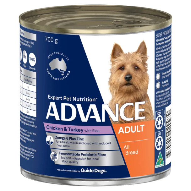 Advance Dog Can Adult Chicken & Turkey 700g x 12 Slab