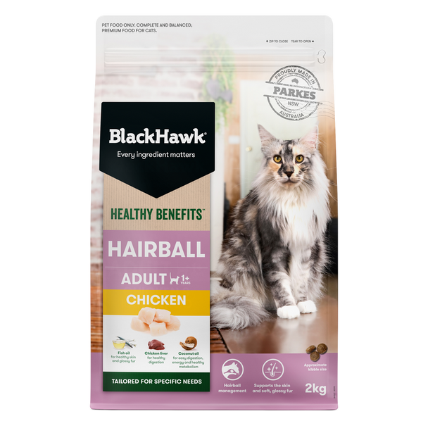 Black Hawk Cat Adult Healthy Benefits Hairball Chicken 2Kg