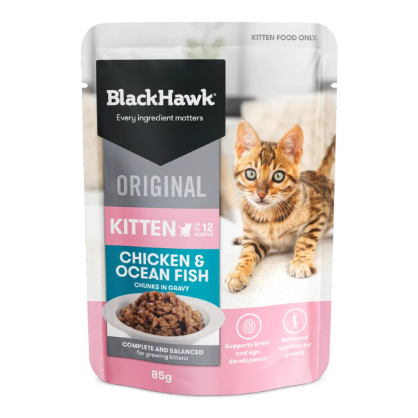 Black Hawk Kitten Chicken Ocean Fish In Gravy 85g (Individual)