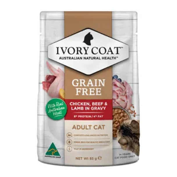 Ivory Coat Cat Wet Adult Chicken & Beef & Lamb in Gravy 85g (Individual)