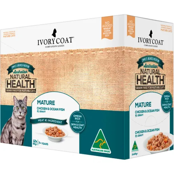 Ivory Coat Cat Wet Mature Chicken & Ocean Fish in Gravy 85g x 12 Box