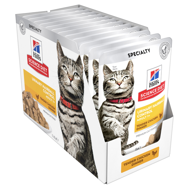 Science Diet Adult Urinary Hairball Control Chicken Pouch Cat Food 12 x 85g