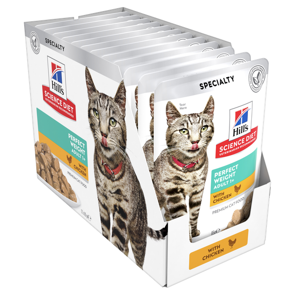 Science Diet Adult Perfect Weight Chicken Pouch Cat Food 12 x 85g