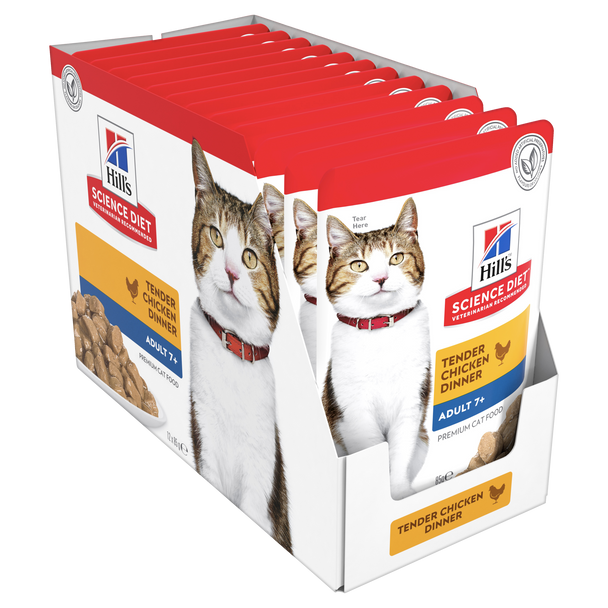 Science Diet Adult 7+ Senior Chicken Cat Food Pouches 12 x 85g