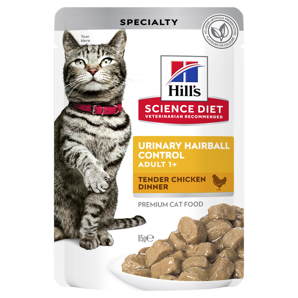 Science Diet Adult Urinary Hairball Control Chicken Pouch Cat Food 85g  (Individual)