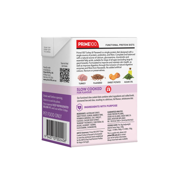 Prime 100 - SPD™ Slow Cooked Turkey & Flaxseed 354g