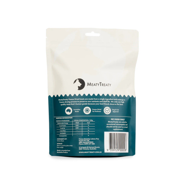 Meaty Treaty Freeze Dried Chicken Neck Dog & Cat 100g