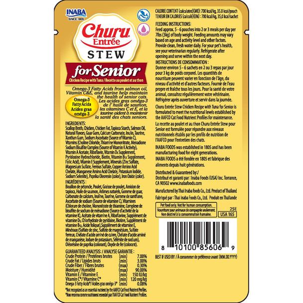 INABA Cat Churu Entree Stew Chicken and Tuna Senior 10+ 50g