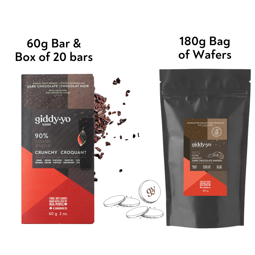 【新品未開封】YOGINI FOOD 100 cacao Giddy yo Xdark Crunchy 90% Dark Chocolate Bar | Ceremonial-Grade