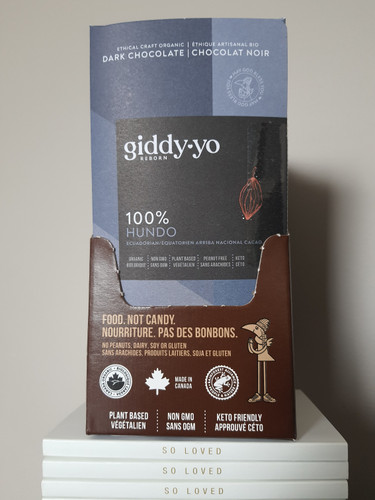BOX OF 20 Giddy Yo Hundo 100% chocolate bars, 60g per bar
