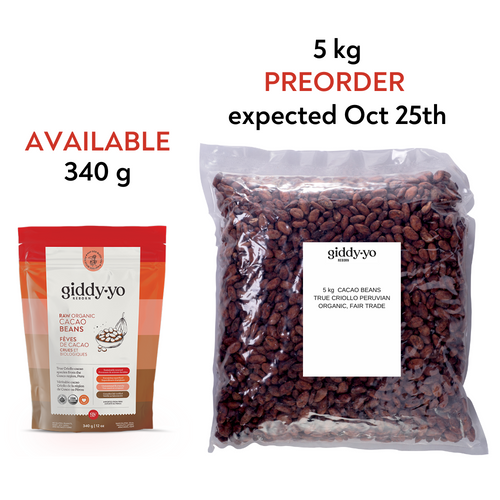 Cacao Beans (Peru), Raw,  340 g, 5 kg / 11 lb, Organic, True Criollo, Fairly Traded, Vegan, Lab Tested, Ceremonial Grade, Peanut Free, Gluten Free, Allergen Free, Additive-free, Low Temperature Process