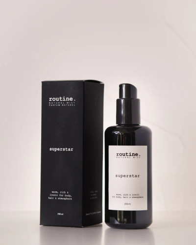 routine Super star Body mist with box and spray bottle.