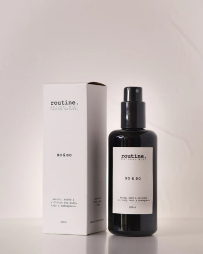 routine So & So natural mist with box and glass spray bottle.