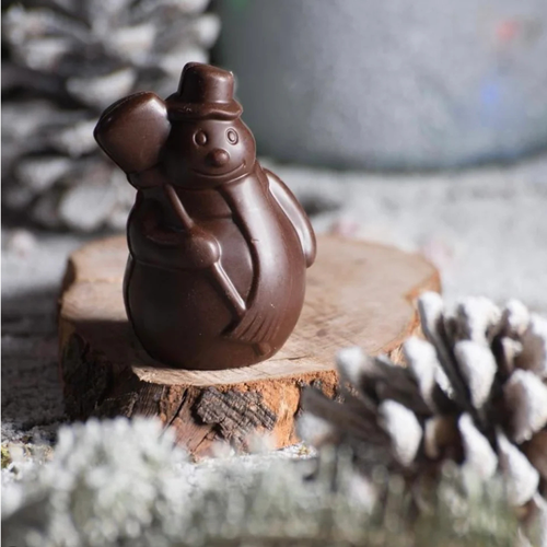 *COMING SOON*  LiveOnChocolate 75% Dark Chocolate Snowman, 40 g, Organic Bean to Bar Artisan Vegan Chocolate