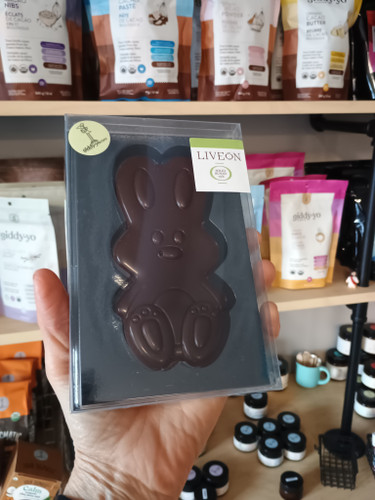 Dark Chocolate Bunny, 65 g, by LiveOnChocolate, 75% Dark, Organic, Vegan, Handcrafted