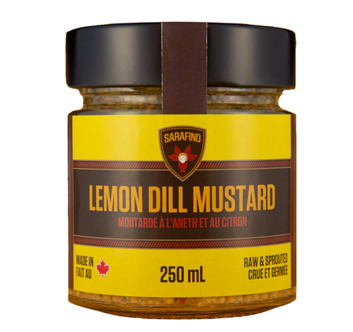 Sarafino Lemon Dill Mustard, 250 ml, Raw, Sprouted, Award Winning, Zero Preservatives, Colourings, nor Additives, Canadian Company