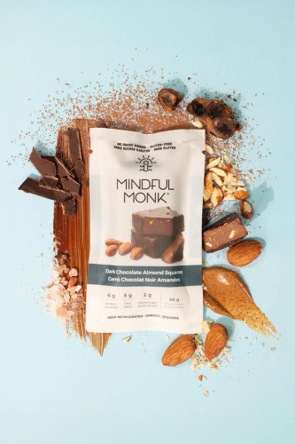 Mindful Monk Almond Dark Chocolate Squares, 8 Pack of 46 g Double Squares , Sugar-Free