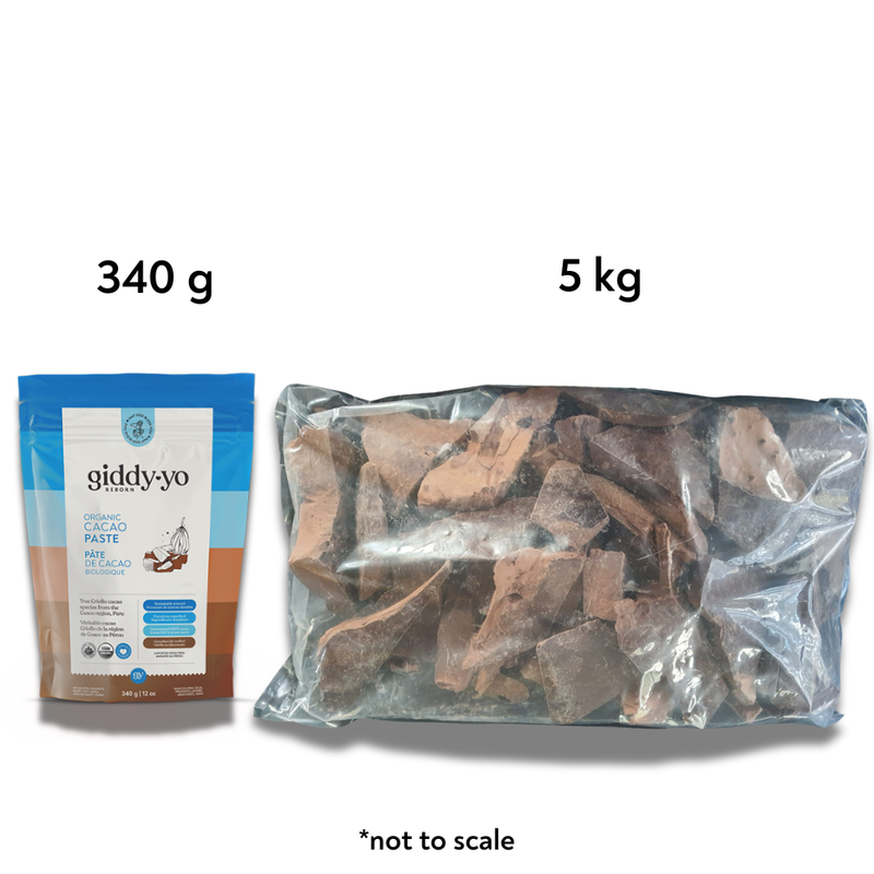 Cacao Paste (Peru),  340 g/ 12 oz, 5 kg/11 lbs, Organic, True Criollo, Fairly Traded, Vegan, Lab Tested, Ceremonial Grade, Peanut Free, Gluten Free, Allergen Free, Additive-free, Low Temperature Process