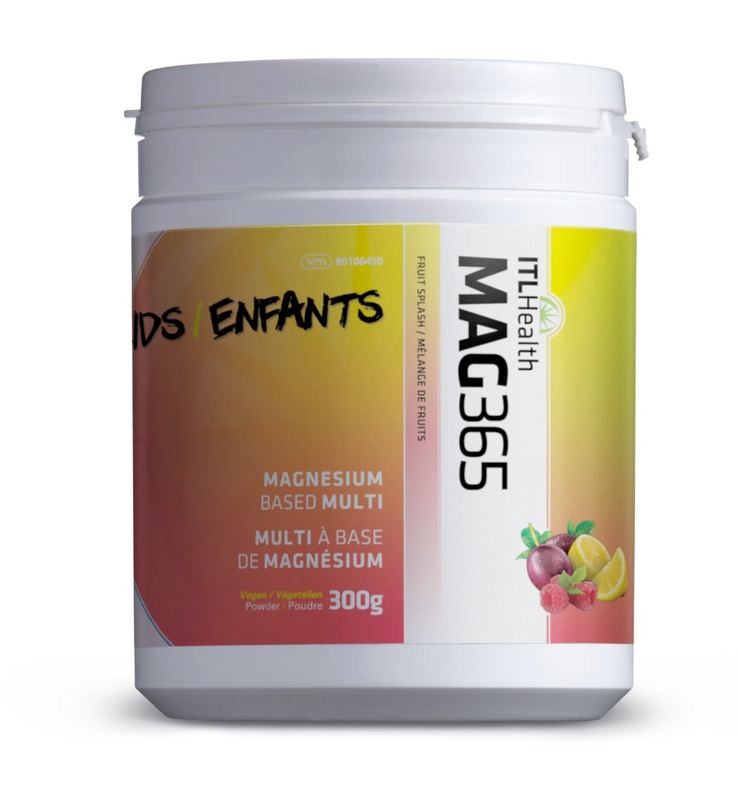 MAG365 KIDS MAGNESIUM BASED MULTI BY ITL HEALTH, FRUIT SPLASH, 300g, Vegan, No Additives, Preservatives, Sugar, Yeast, Soy, Gluten, Colours, or Allergens.