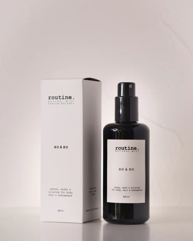 routine So & So natural mist with box and glass spray bottle.