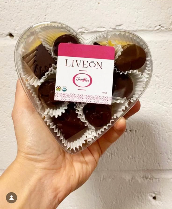 Heart Truffle Gift Box, 9 Pieces, by LiveOnChocolate, 75% Dark Chocolate Organic Bean to Bar Artisan Vegan Chocolate